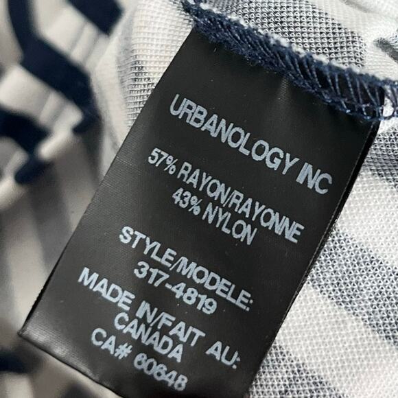 Pure Essence Short Sleeve Top Womens Medium Navy White Stripe Boxy Casual - Picture 9 of 10